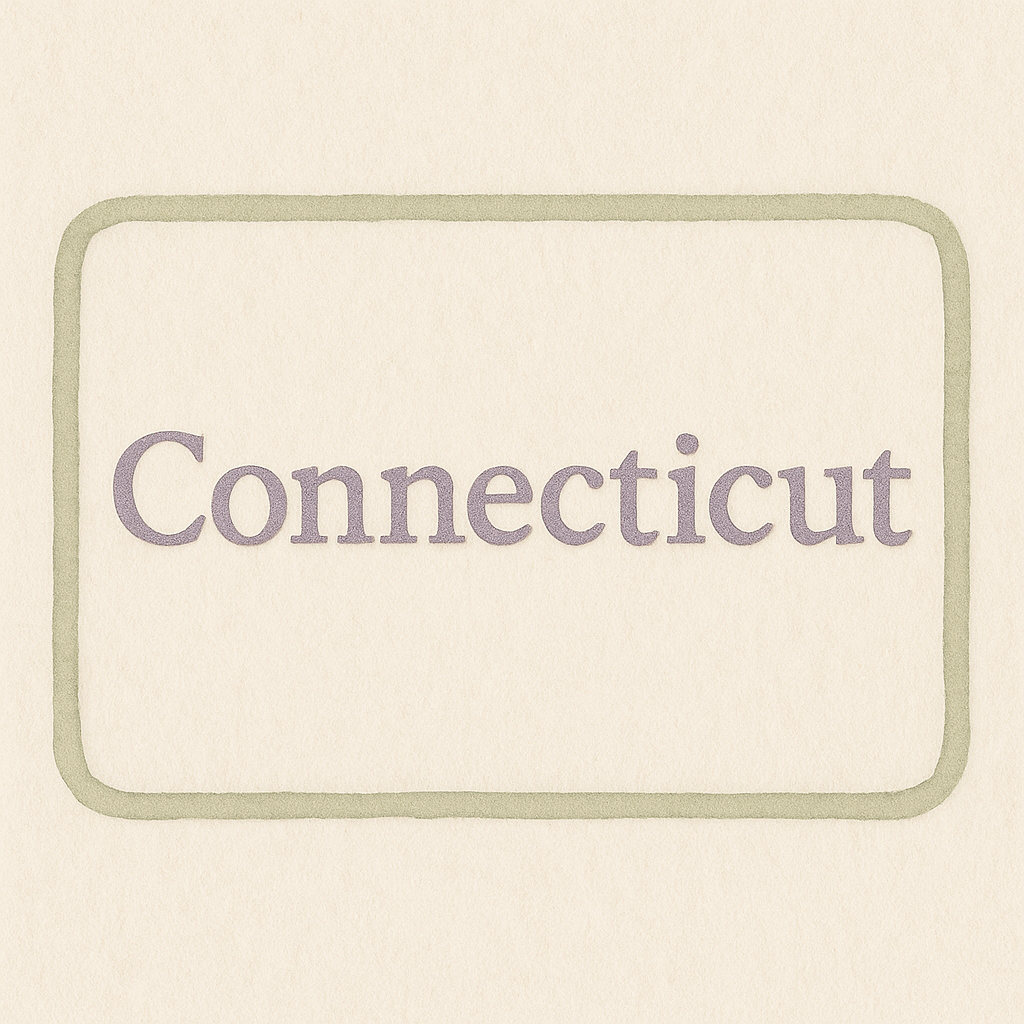 Connecticut sign in calming watercolor tones