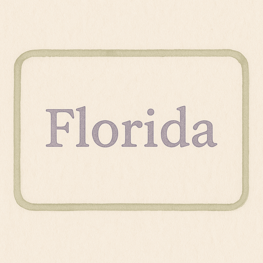 Florida sign in calming watercolor tones