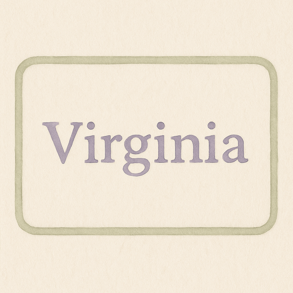 Virginia sign in calming watercolor tones