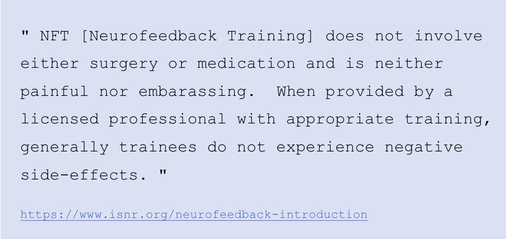 Neurofeedback training side effects per ISNR.org