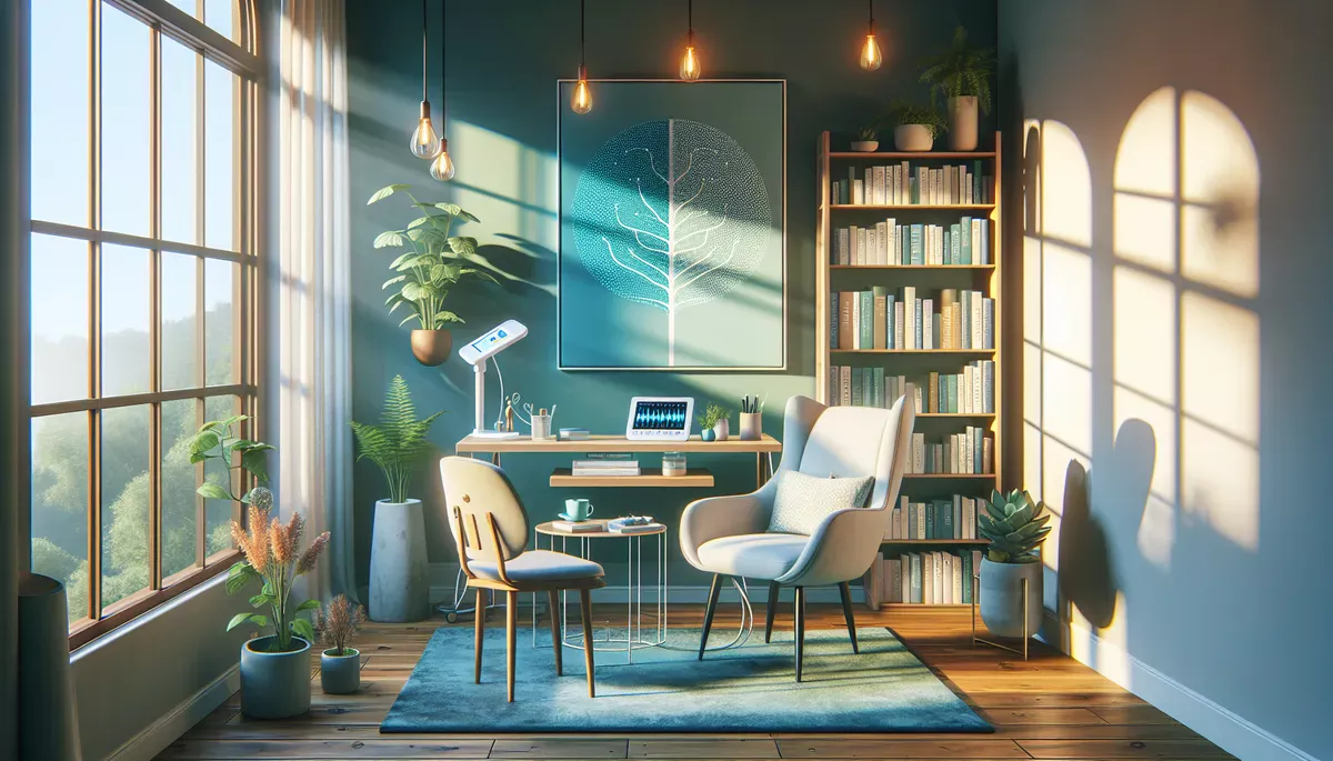Calm serene therapy office for brain training